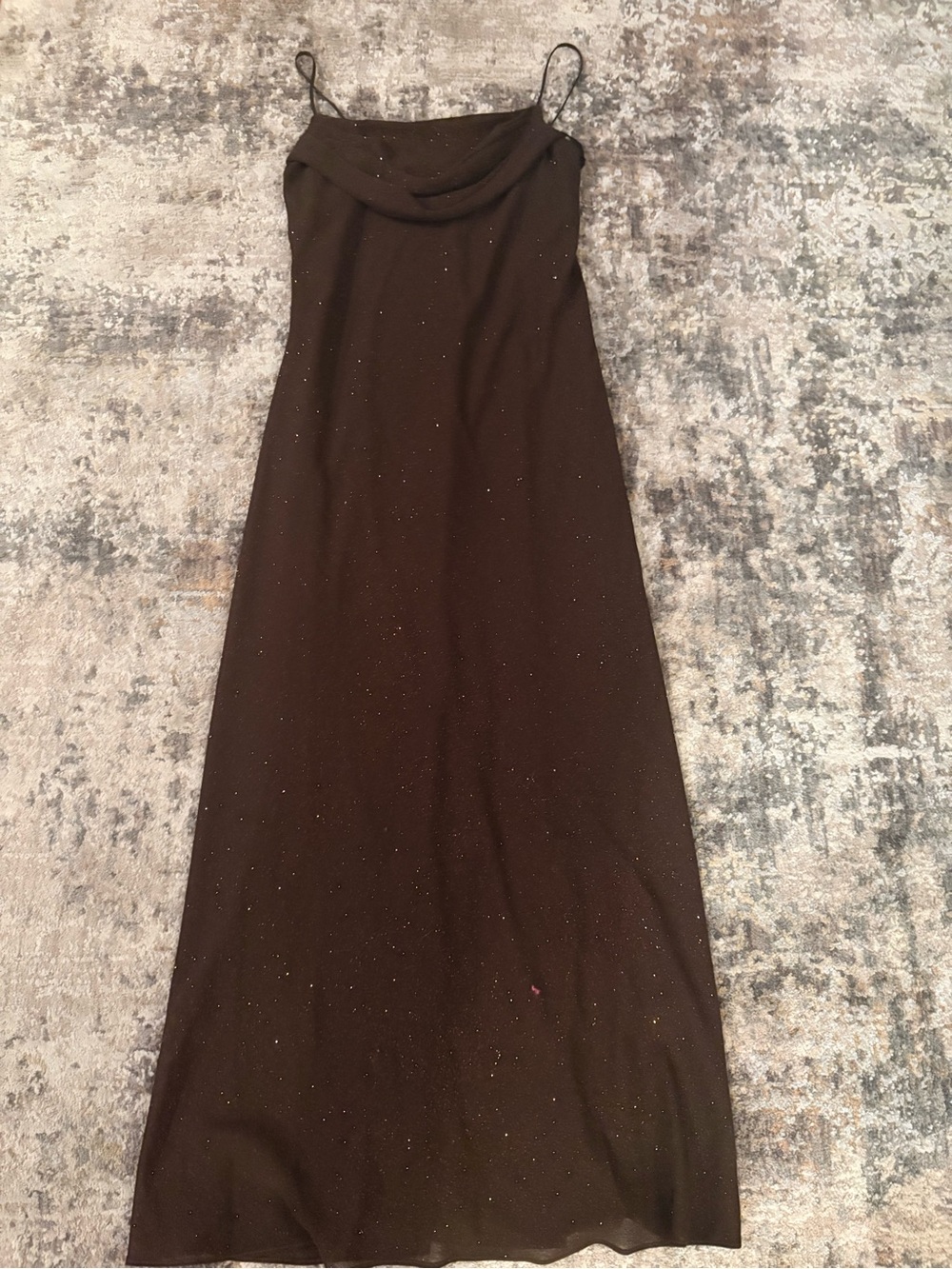 Brown Sparkle Cowl Neck Slip Dress